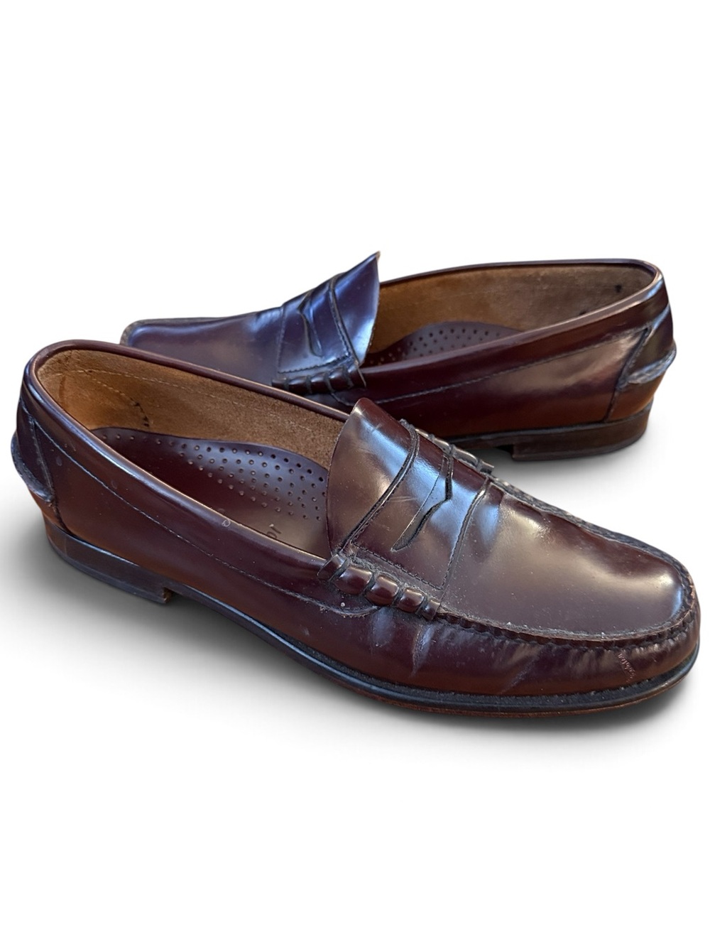 LL Bean Burgundy Leather Beefroll Penny Loafers 10EE Extra Wide 0NG73 El Salvado